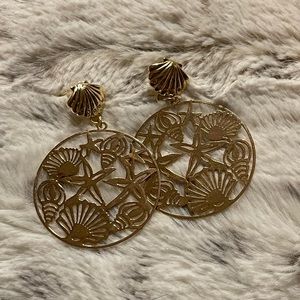 Handcrafted medium/ large gold seashell earrings